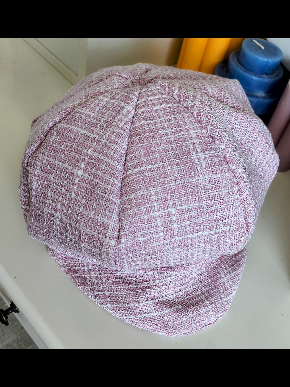 Pink Textured Baker Boy Cap